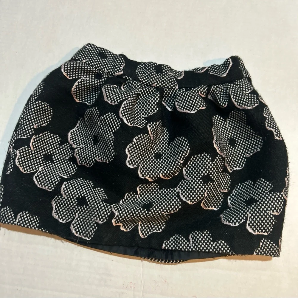 Janie And Jack Floral Black‎ And White Side Zip Skirt Size 4 Adjustable Waist